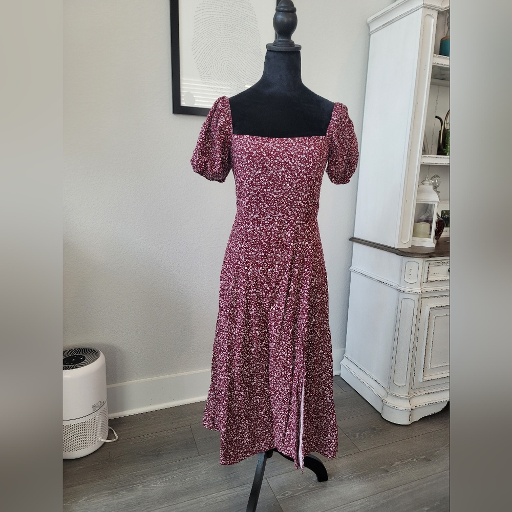 Francesca's Off-Shoulder Maxi Dress w Slit - Small Burgundy NWT